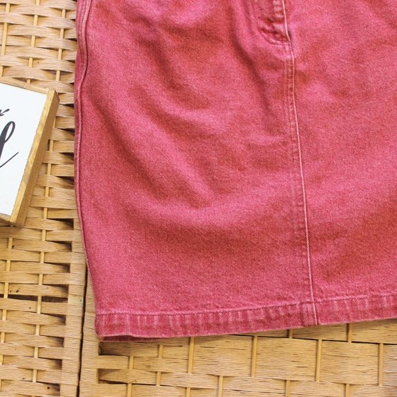 Vintage Faded Red Denim Skirt | 28" W | - Picture 3 of 4
